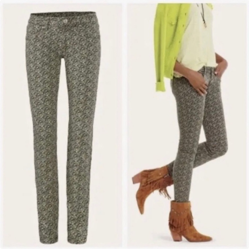 NWOT CAbi Ditzy #5084 Black and Green Soft Skinny Pants size 8